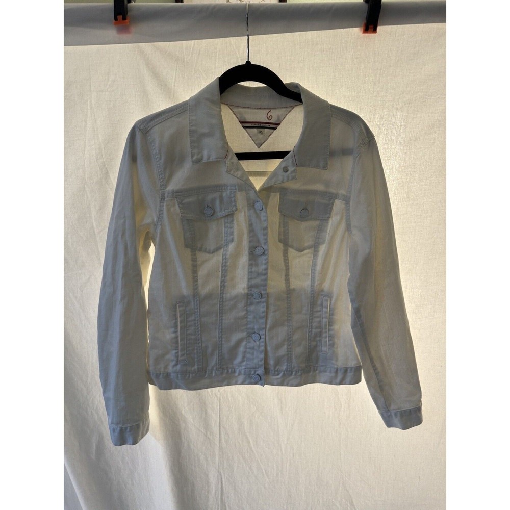 Tommy Hilfiger White Denim Stretch Jean Jacket Large‎
